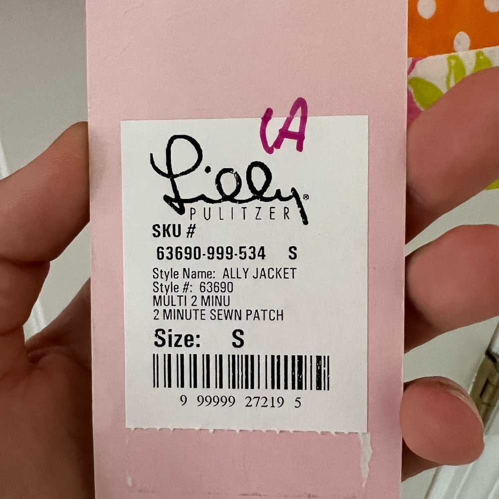 Lilly Pulitzer Pink Orange Patchwork Quilted Blaz… - image 5